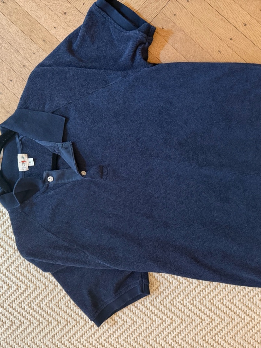 J. Crew MENS Navy Short-Sleeve Polo Terry Top (men’s small women’s medium!)